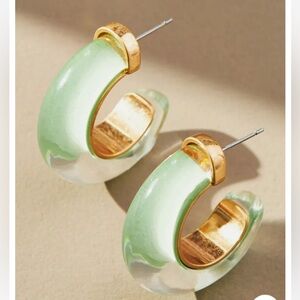 Glass Hoop Earrings in Mint